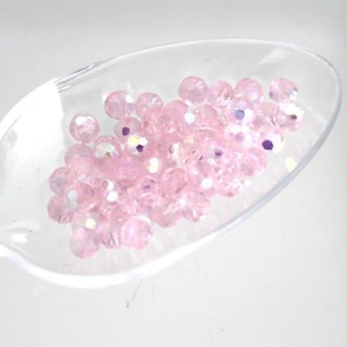 Ronde rose ab facettée  4 mm, 4,25 mm - 50 perles