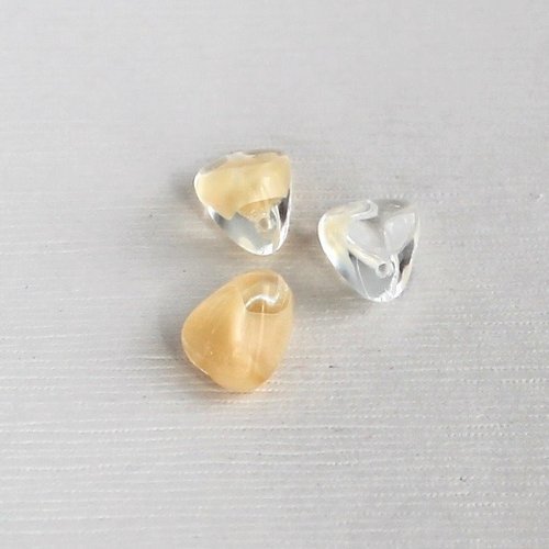 Perle berlingot transparent et beige 8 pièces
