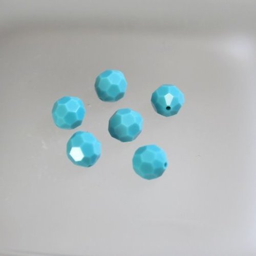 Perle ronde facettée cristal t 8 lot de 8 turquoise