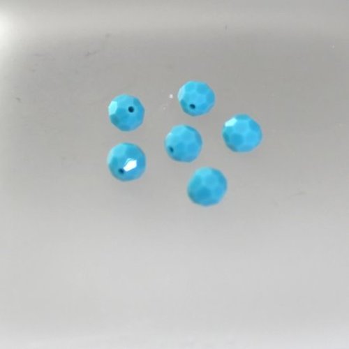 10 perles cristal ronde facettée t  6   turquoise