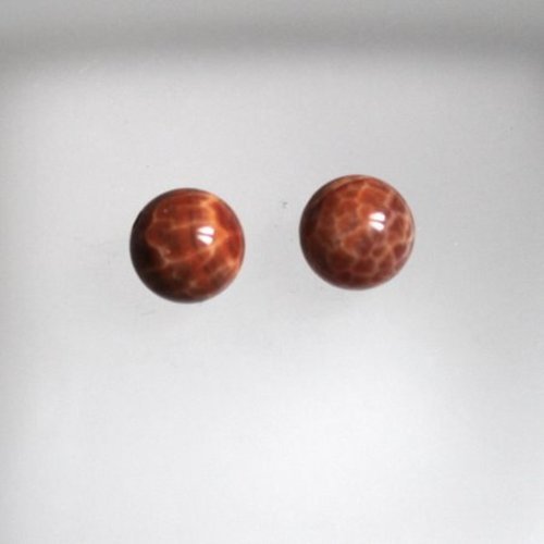 Perle agate de feu 12 mm  2 pièces