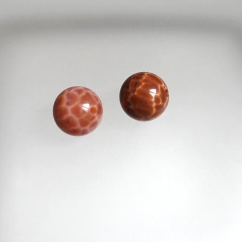 Perle agate de feu 12 mm  2 pièces