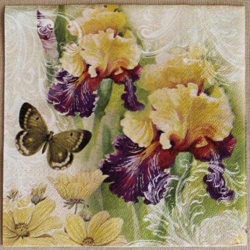 3 serviettes " iris  " 33 cm x 33 cm