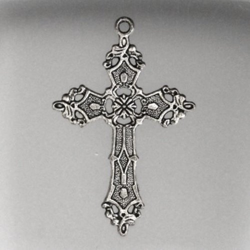  pendentif grande croix décorée en métal 57 x 37 mm