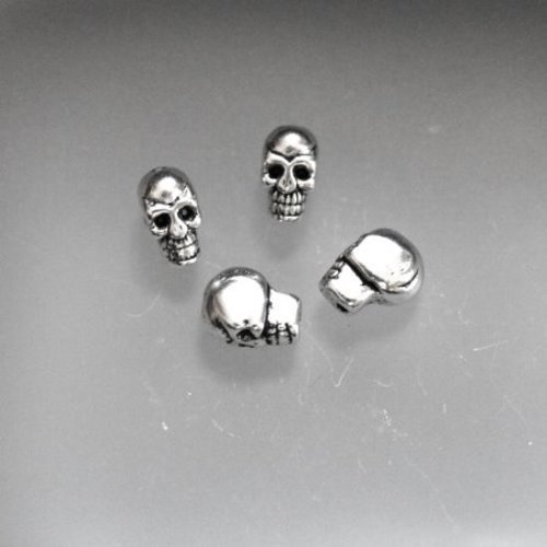 Perle tête de mort en métal 4 pièces 