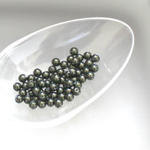 Perle nacrée en cristal vert foncé t 3, 30 perles