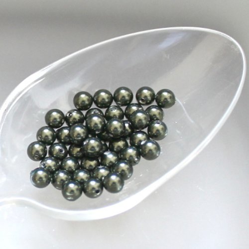 Perle nacrée en cristal vert foncé t 4, 40 perles
