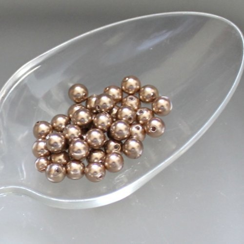 Perle nacrée en cristal bronze t 4, 40 perles