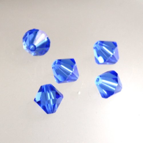 5 perle toupie en cristal t 8 bleu