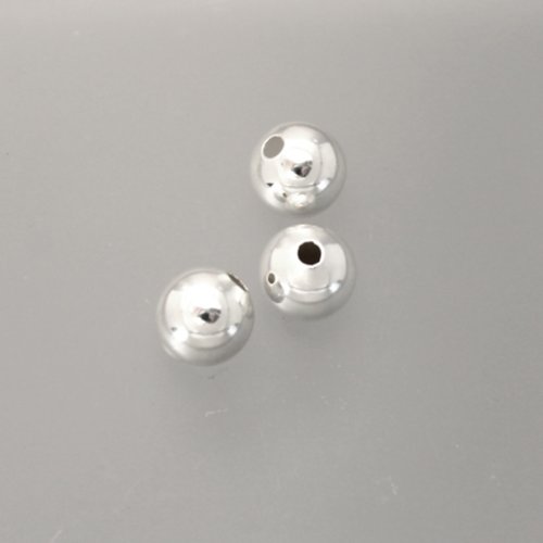 8 perles 8 mm en plaqué argent