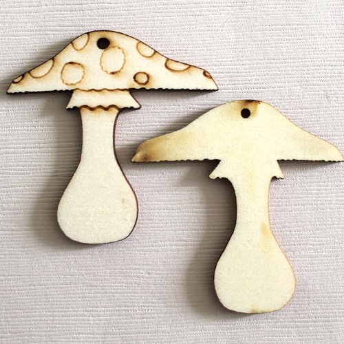 6 champignon-amanite en bois 50x50