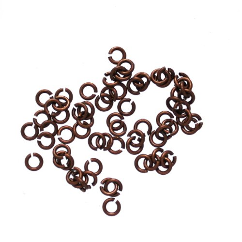 100 anneaux cuivre vieilli  4 mm