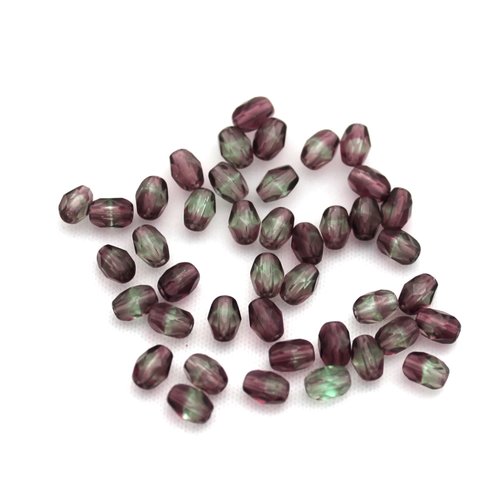25 olives facettées violet-vert   6 x 4 mm