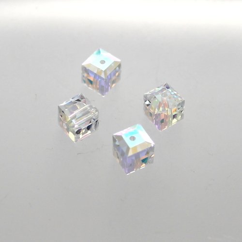 6 cubes cristal swarovski  6  mm cristal ab