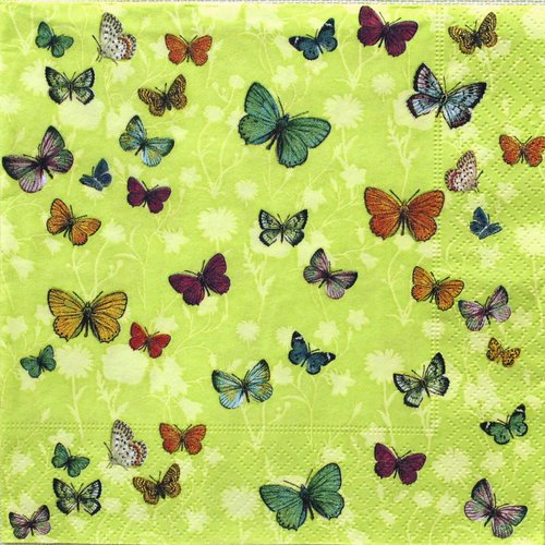 Serviette papillons n° 2    33 x 33 cm