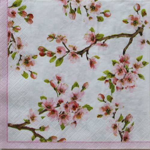 Serviette papier fleur cerisier    33 x 33 cm