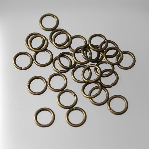 50 anneaux ouvert métal bronze 8 mm