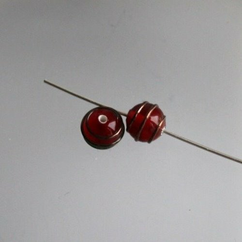 4 perles lampwork ronde rouge