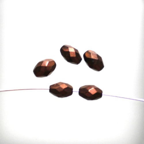 20 perles olives facettées chocolat metallisé 11 x 7 mm