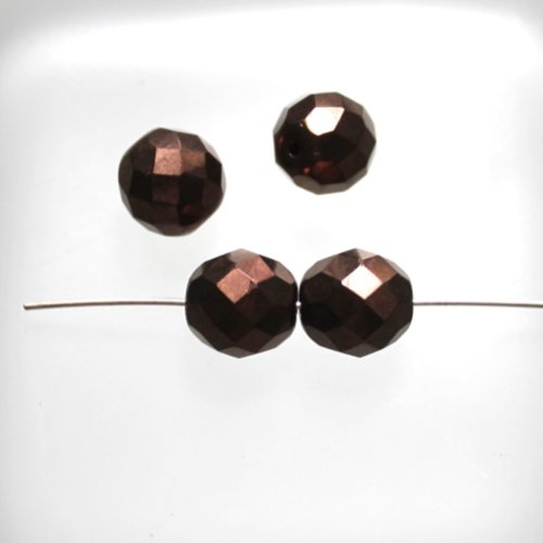  perles facettes t 12 mm chocolat métallisé lot de 5