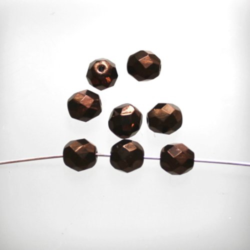 Perles facettes t 6 mm chocolat métallisé lot de 25