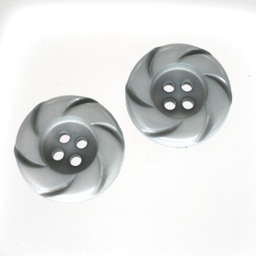 2 boutons en resine gris 26 mm