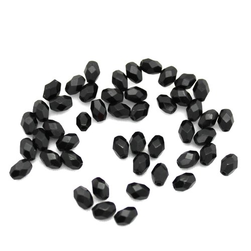25 olives facettées noir 6 x 4 mm