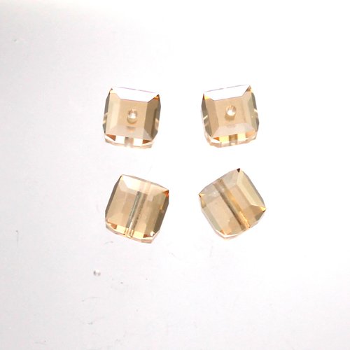 6 cubes cristal swarovski 6 mm golden schadou satiné