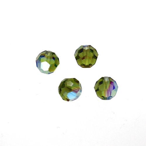 4 perles cristal swarovski ronde t 6 olivine ab