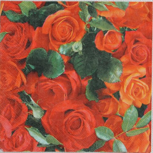Serviette papier des roses  33 x 33 cm