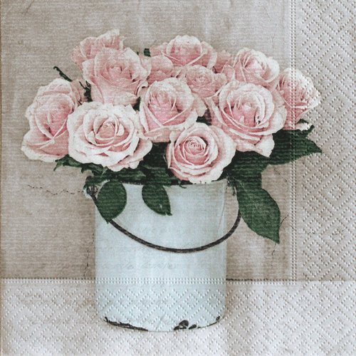 Serviette bouquet de roses  33 x 33 cm