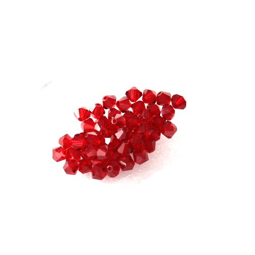 Toupies en cristal rouge t 4 lot de 50 perles