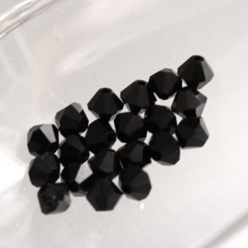 Perles toupies en cristal t 4 noir  lot de 50 perles
