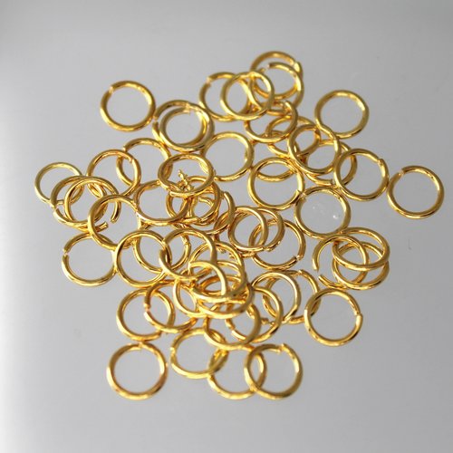 60 anneaux ouvert métal dorés 7 mm