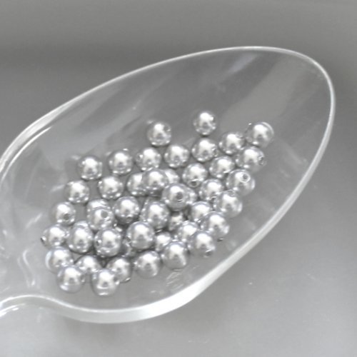 100 perles cristal nacrées gris clair t4