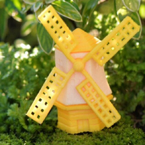 Miniature plastique : moulin jaune hauteur 4cm
