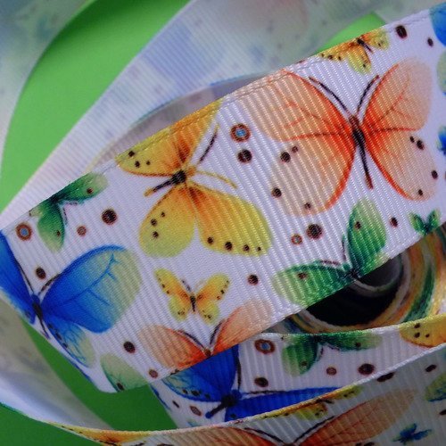 Ruban polyester : papillon largeur 25mm longueur 100cm (01)