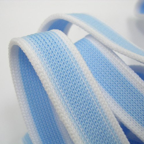 Ruban coton : bicolore bleu/blanc largeur 13mm longueur 100cm