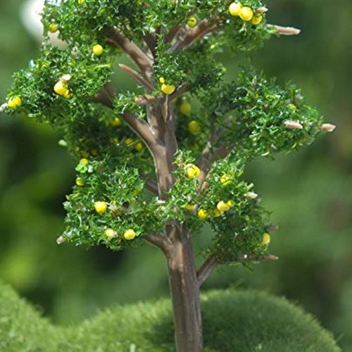 Miniature en synthetique : arbre vert avec fruit jaune hauteur 7cm (26)