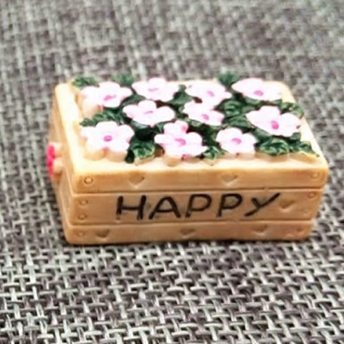 Miniature en resine : bac forme rectangle fleuri 2.9*1.9cm