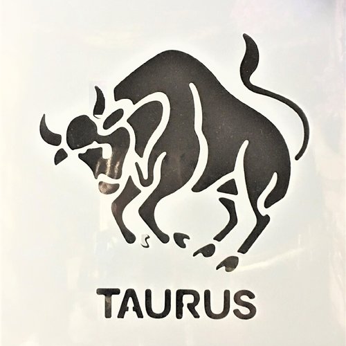 Pochoir plastique 15*15cm : signe astrologique taureau (taurus)