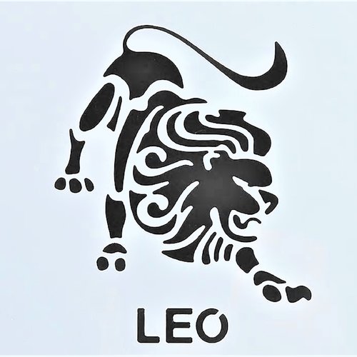 Pochoir plastique 15*15cm : signe astrologique lion (léo)