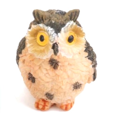 Miniature resine : hibou marron hauteur 3cm (01)