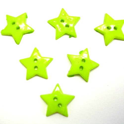 Lot 6 boutons acryliques : étoile vert 12mm