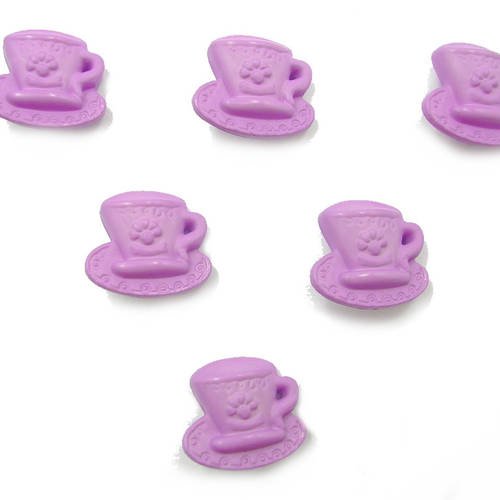 Lot 6 boutons acryliques : déjeuner mauve 18*16mm