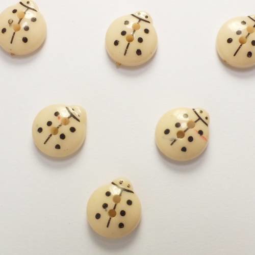 Lot 6 boutons : coccinelle beige 13mm 