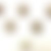 Lot 6 boutons bois : rond motif vichy marron/blanc 15mm (13)