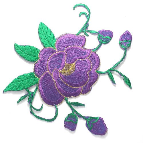 Applique tissu thermocollant : fleur violette 140*140mm 