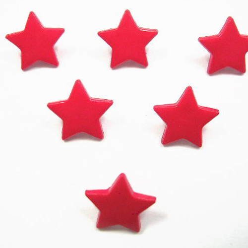 Lot 6 boutons acryliques : etoile rouge 12mm