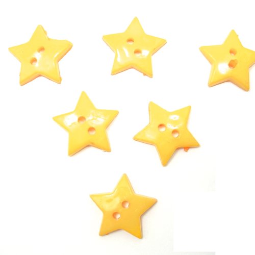 Lot 6 boutons acryliques : étoile jaune fonçé 12mm